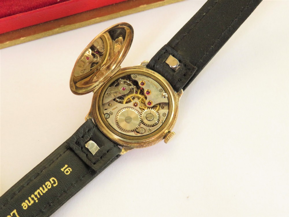 Mid-size 9ct gold Majex wrist watch, 1930 View V