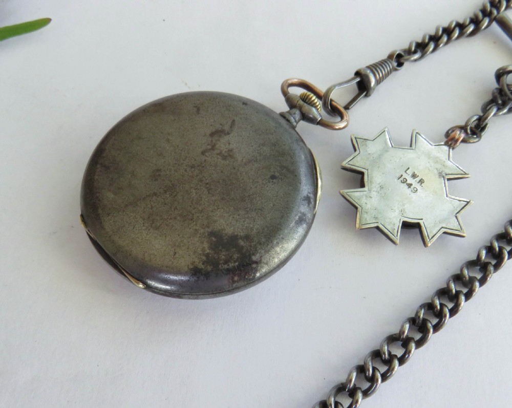 1920s Dollar gun metal pocket watch from Edouard Kummer View III