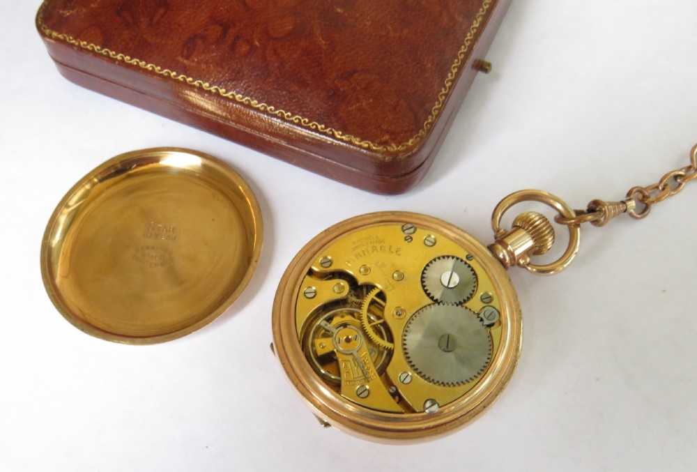 1920s Pinnacle half hunter pocket watch and chain View III