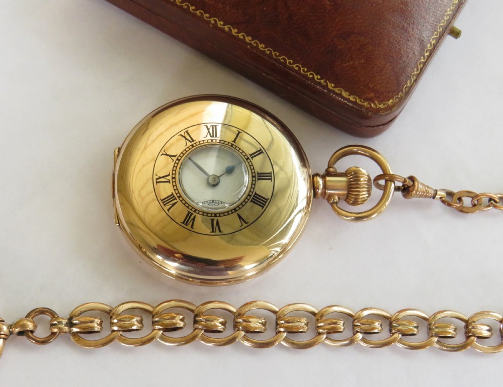 1920s Pinnacle half hunter pocket watch and chain View IV