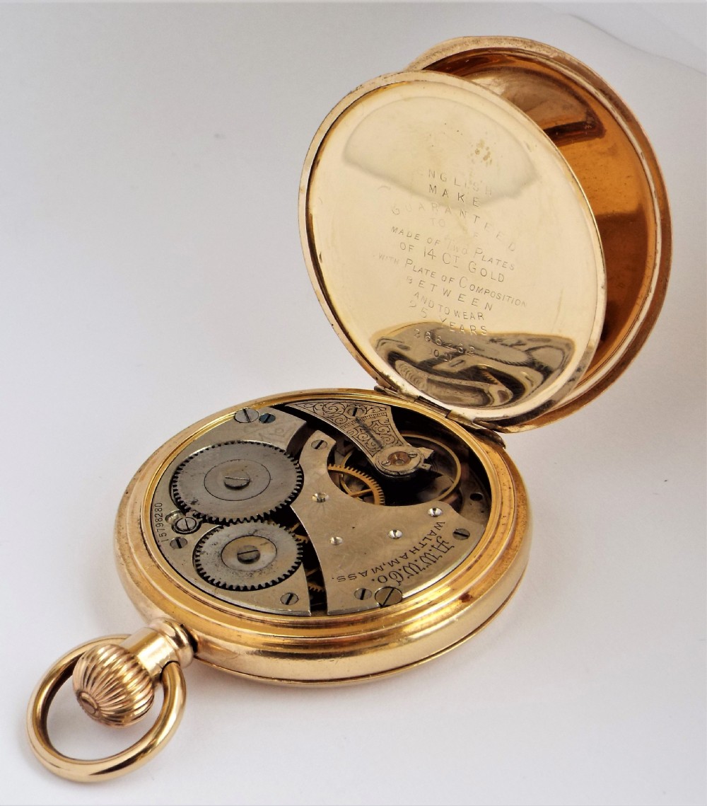 Antique 1907 Waltham full hunter pocket watch. View VI