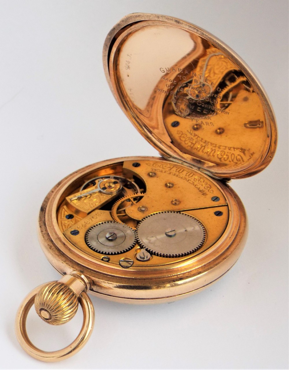 Antique 1895 Waltham stem winding pocket watch. View IV