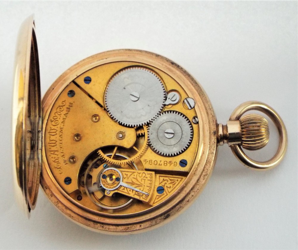 Antique 1895 Waltham stem winding pocket watch. View V