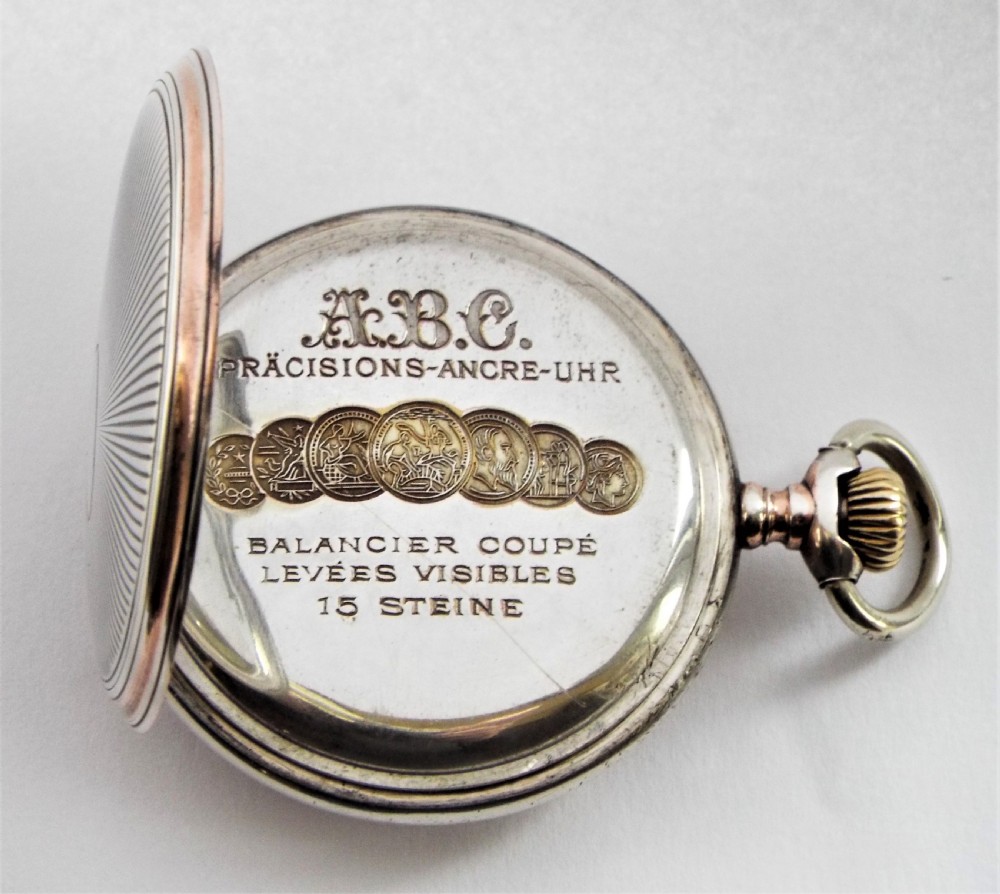 Antique Swiss silver pocket watch made for the Luxembourg market. View III