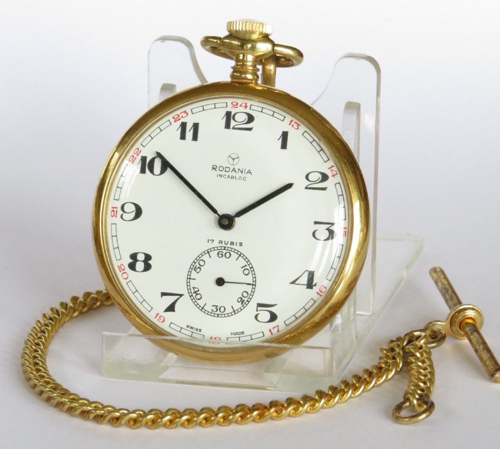 1950s Rodania pocket watch and chain