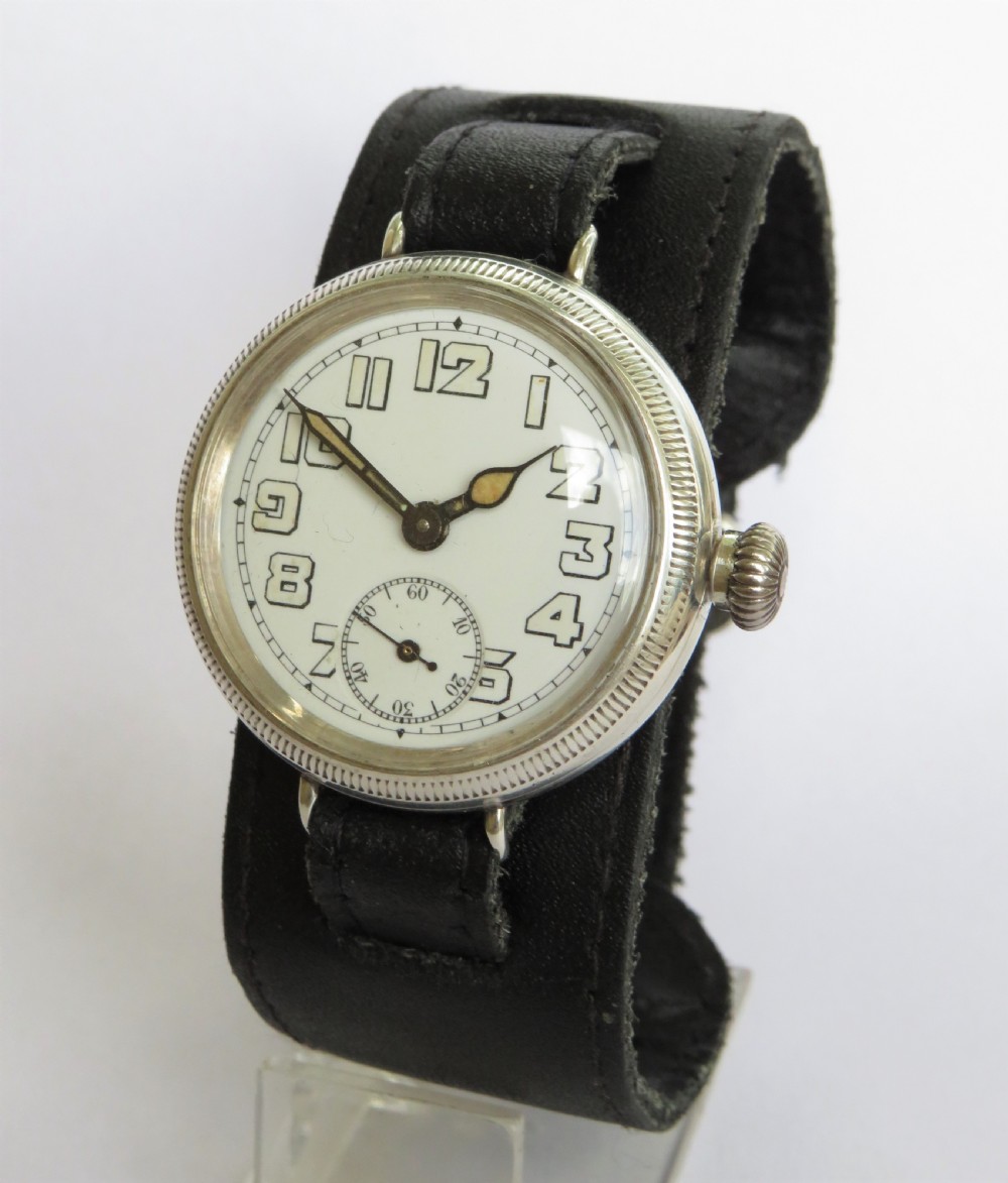 Antique 1919 Movado silver trench watch