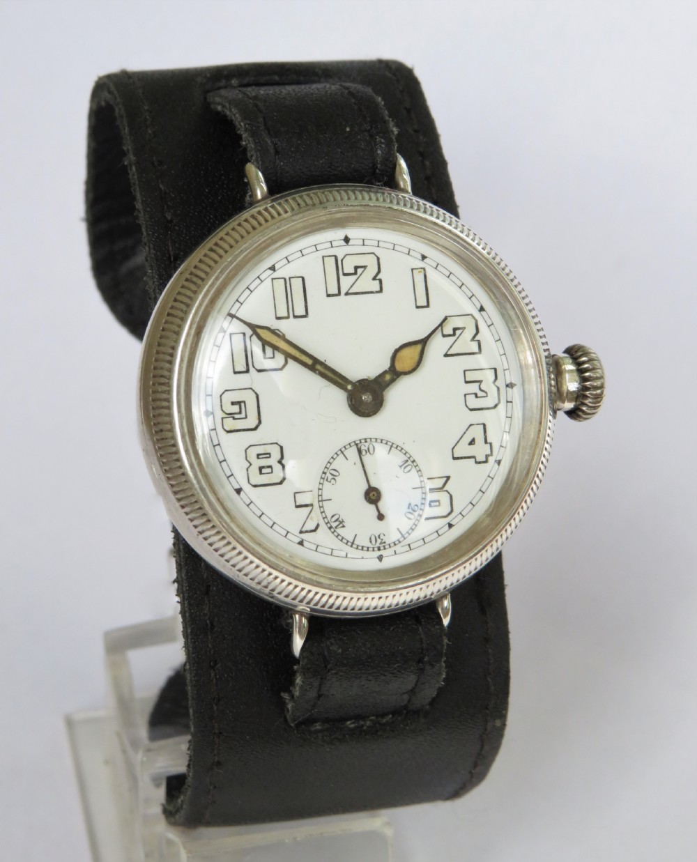 Antique 1919 Movado silver trench watch View II
