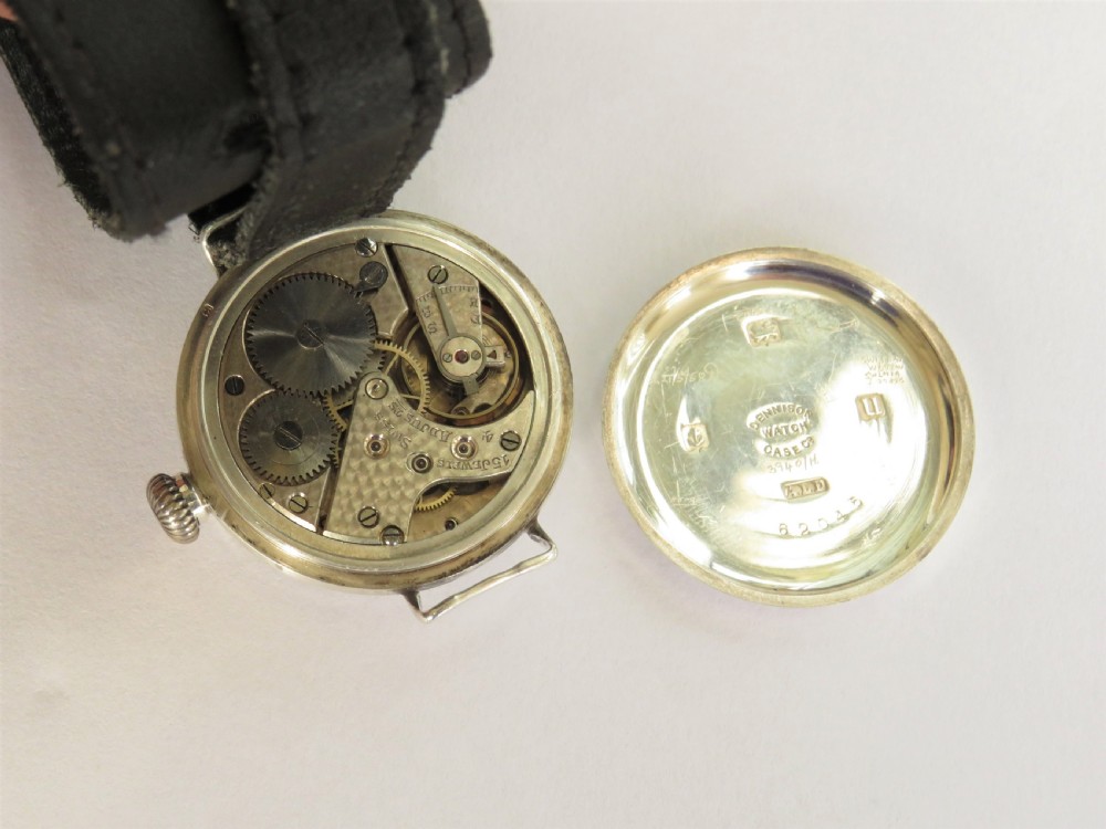 Antique 1919 Movado silver trench watch View III
