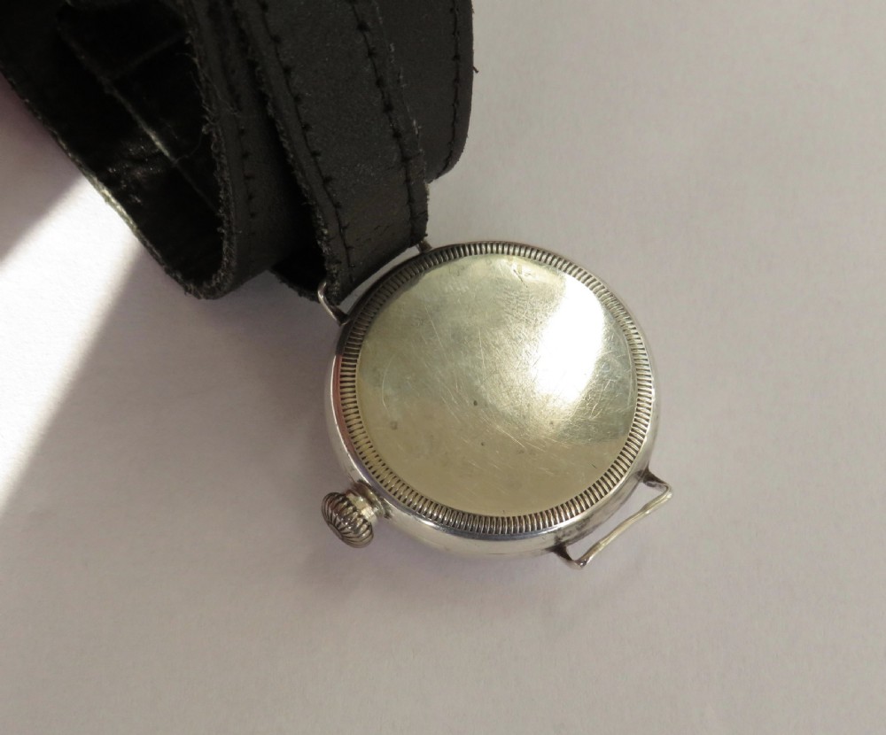 Antique 1919 Movado silver trench watch View IV