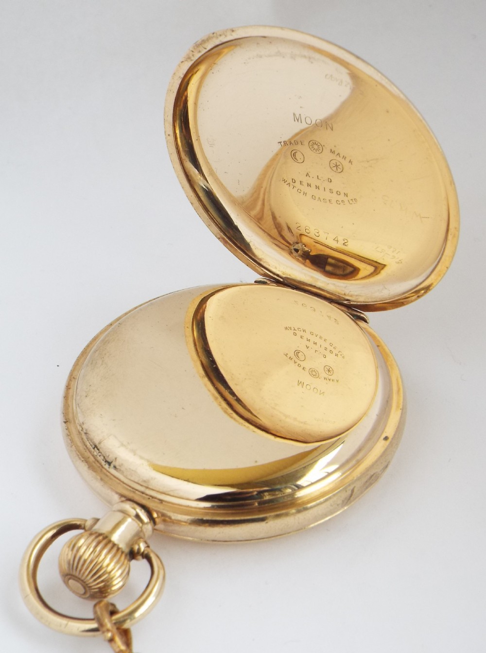 1930s Waltham full hunter pocket watch & chain. View IV