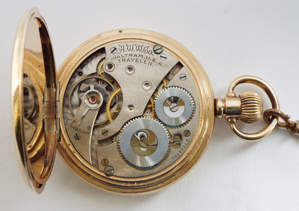 1930s Waltham full hunter pocket watch & chain. View VI