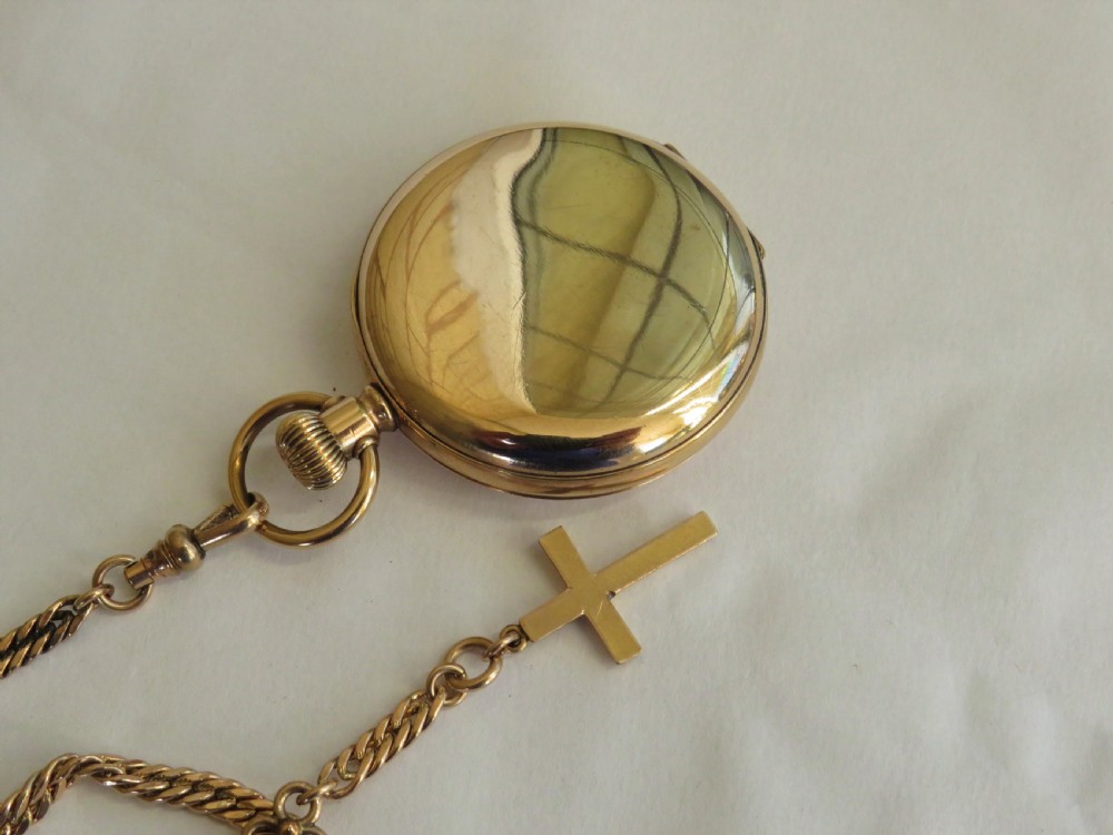 Antique 1920s Swiss hunter pocket watch and chain View III