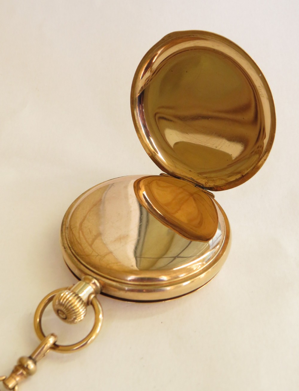 Antique 1920s Swiss hunter pocket watch and chain View V