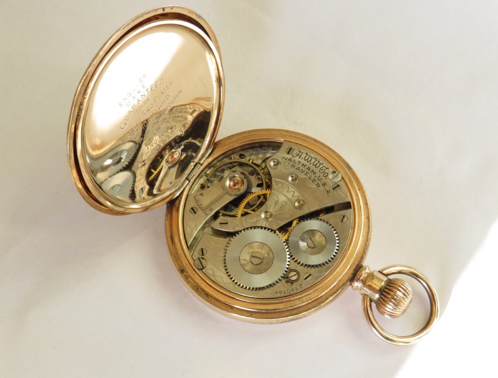 1930s Waltham full hunter pocket watch. View V