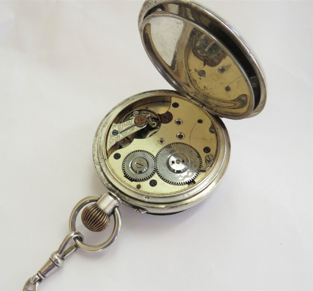 Antique silver pocket watch and chain View II