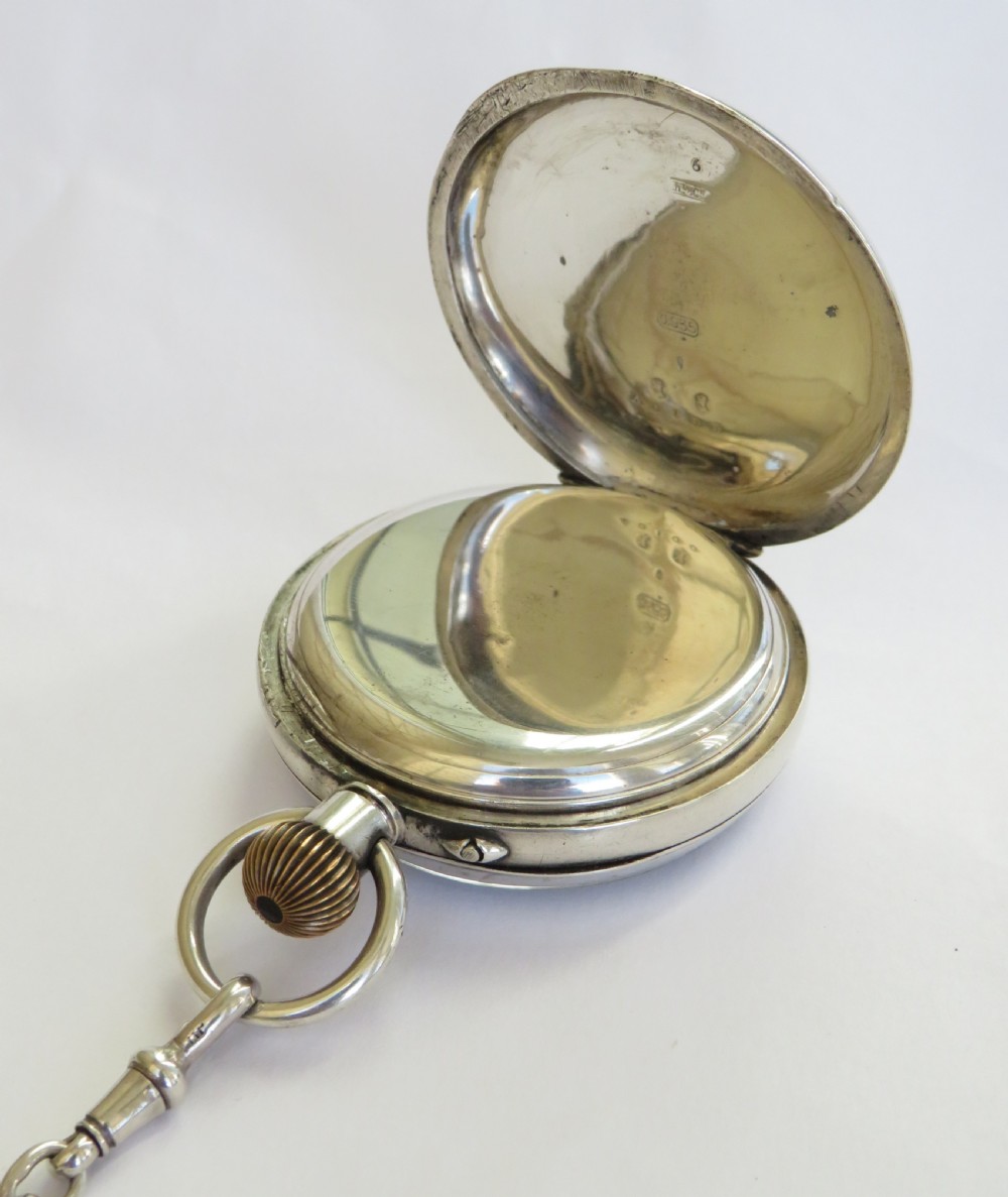 Antique silver pocket watch and chain View III