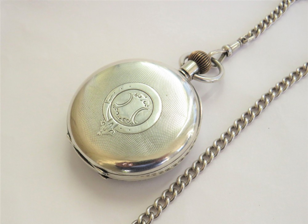 Antique silver pocket watch and chain View IV