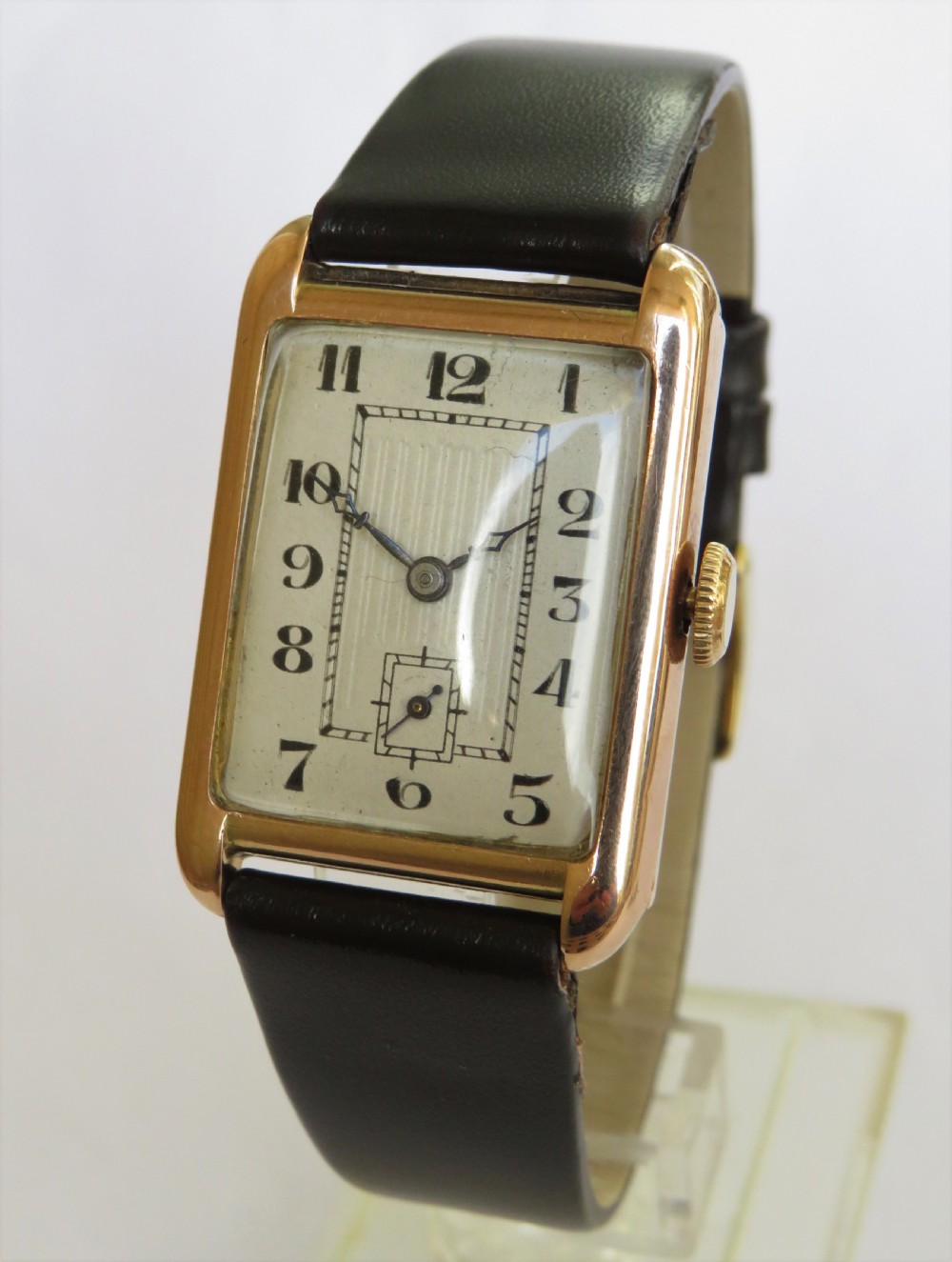 Gents 9ct rose gold wrist watch, 1928 View II