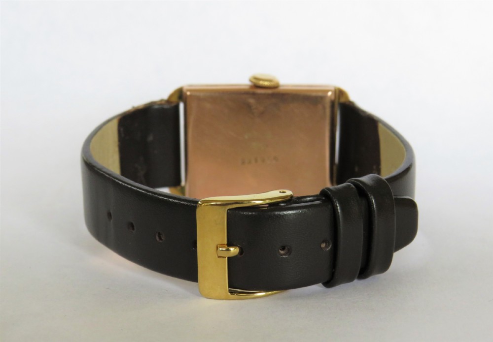 Gents 9ct rose gold wrist watch, 1928 View V