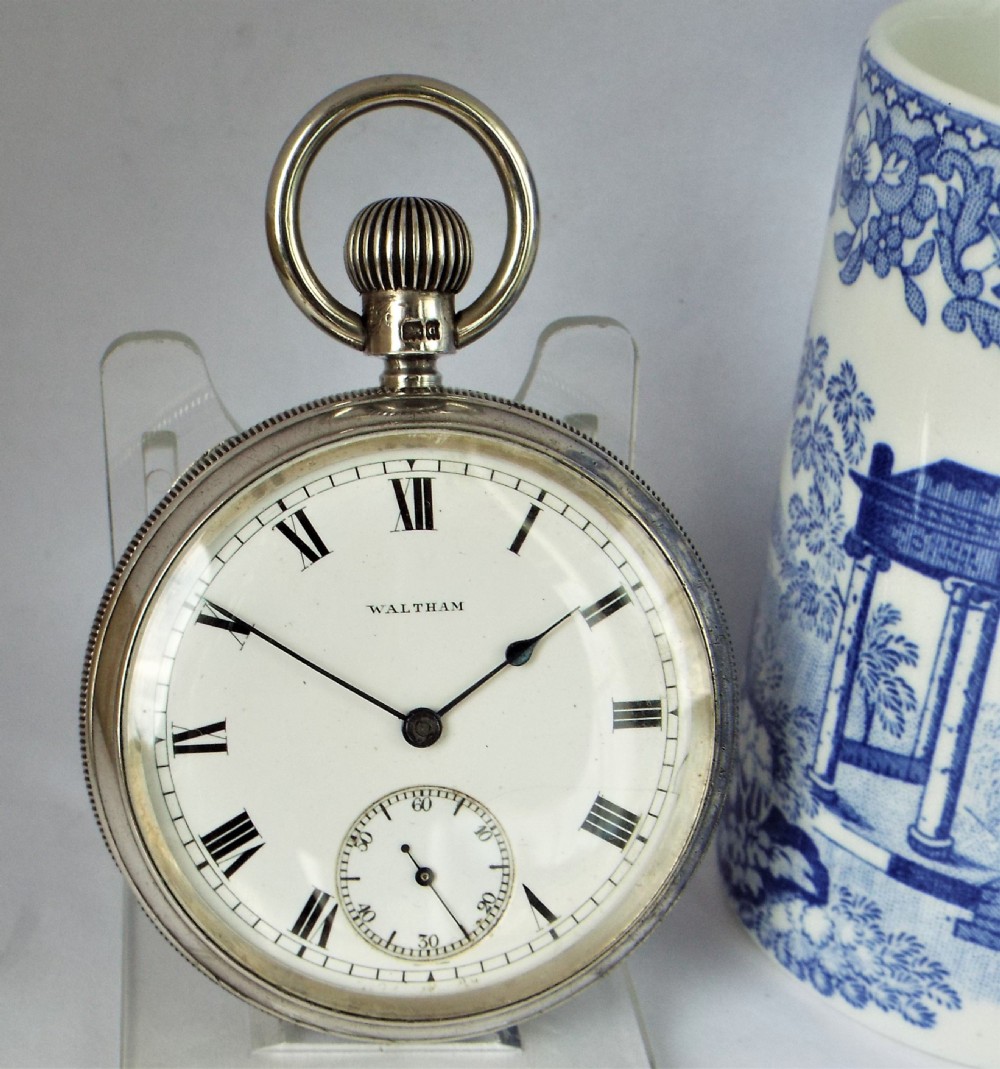 Antique silver Waltham Traveler pocket watch.