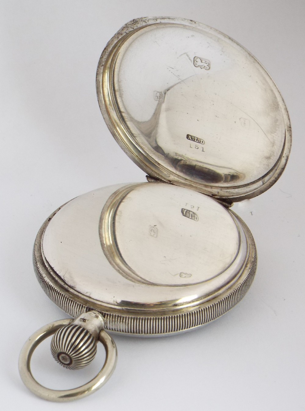 Antique silver Waltham Traveler pocket watch. View III