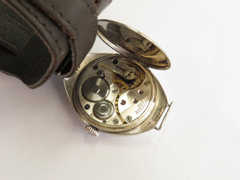 Unusual gents Art Deco silver Election wrist watch View III