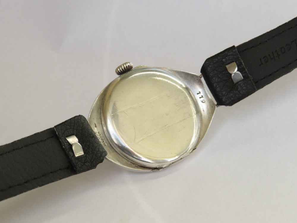 Unusual gents Art Deco silver Election wrist watch View V