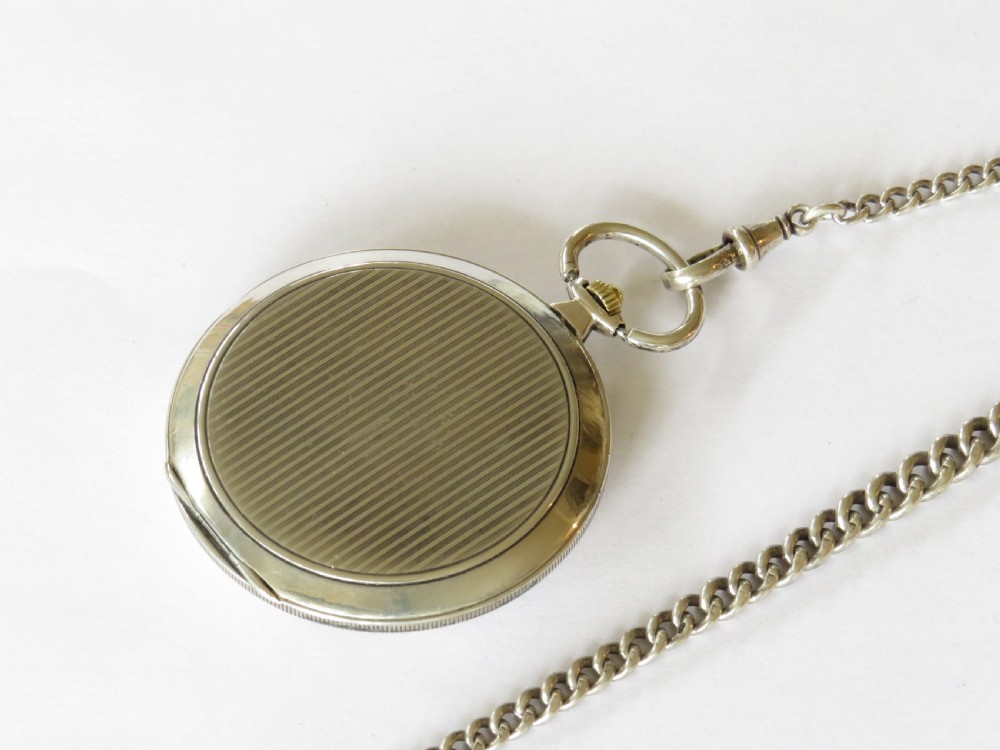 1920s silver Nerny pocket watch and chain View III