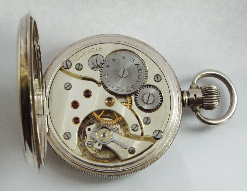 1930s Meyer & Studeli silver pocket watch. View V