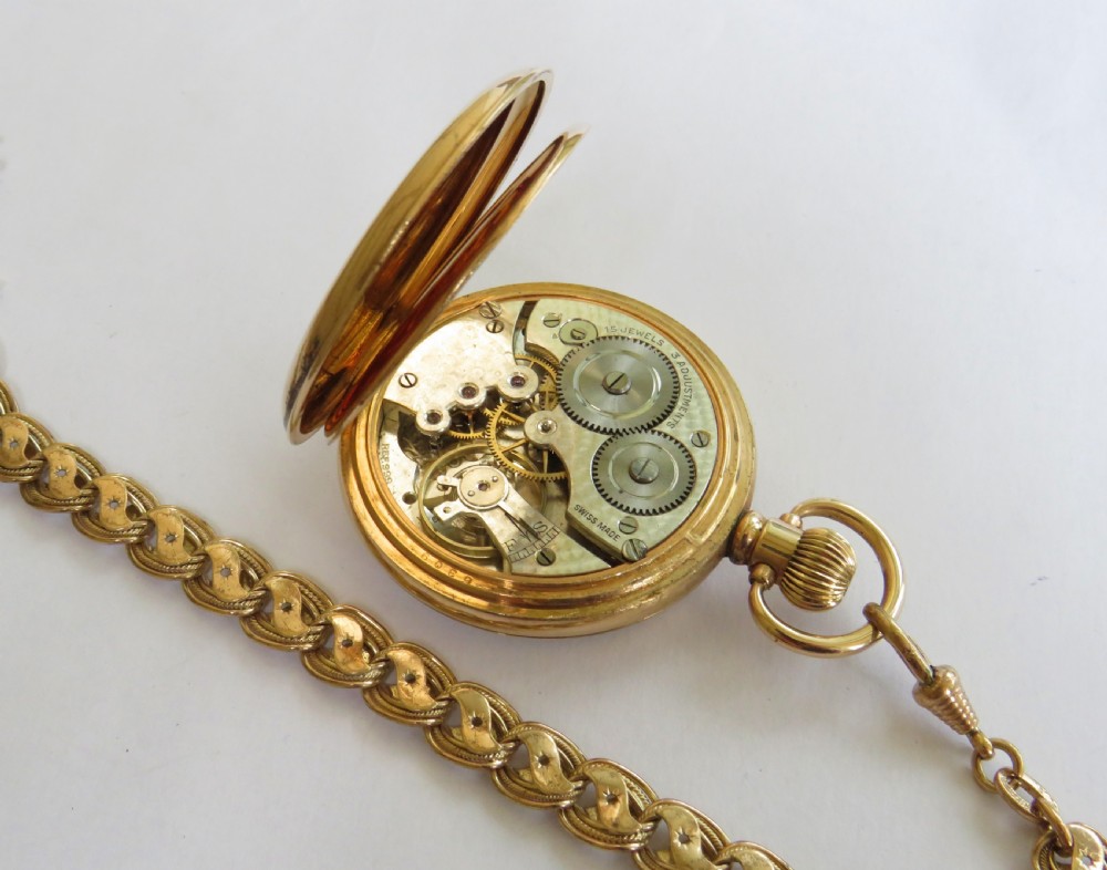 1930s Cyma pocket watch and chain View IV