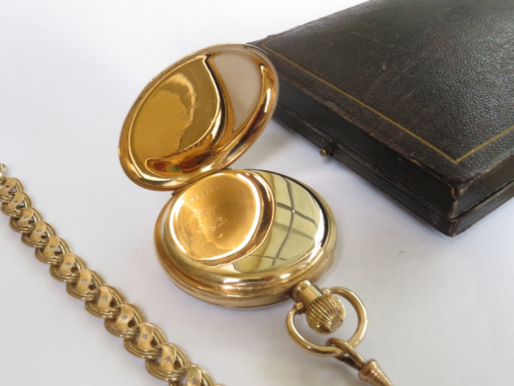 1930s Cyma pocket watch and chain View V
