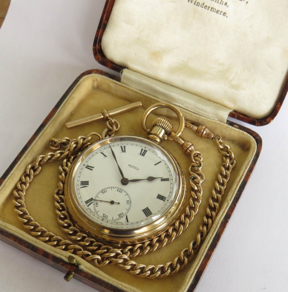 1930s Rotary pocket watch and double albert View II