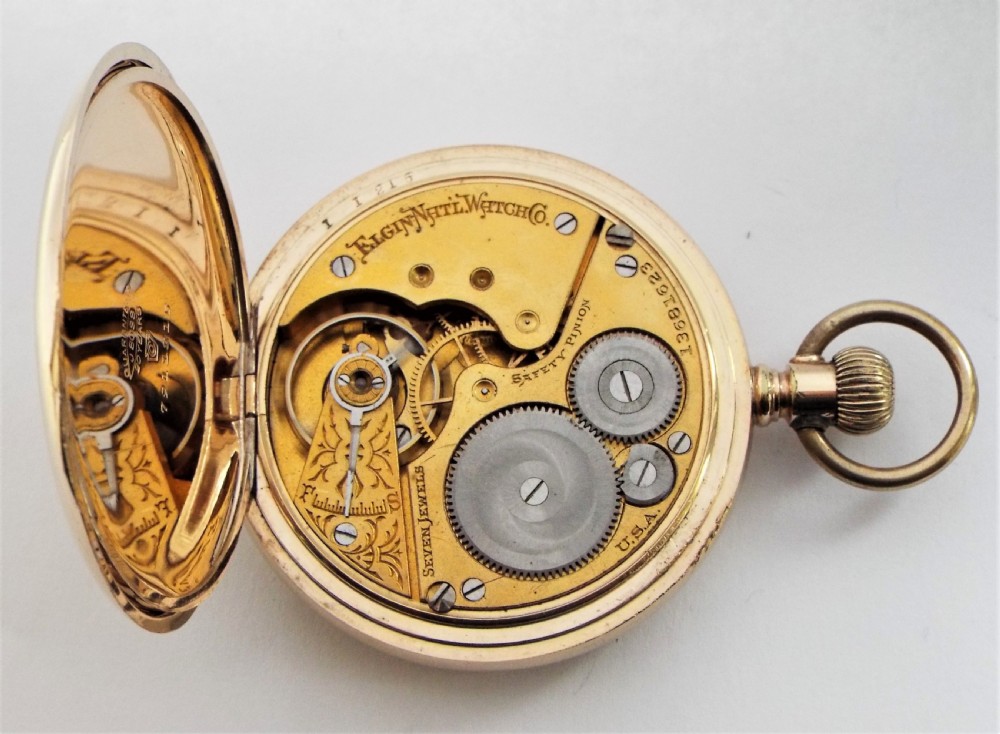 Antique 1909 Elgin full hunter pocket watch.  View VI