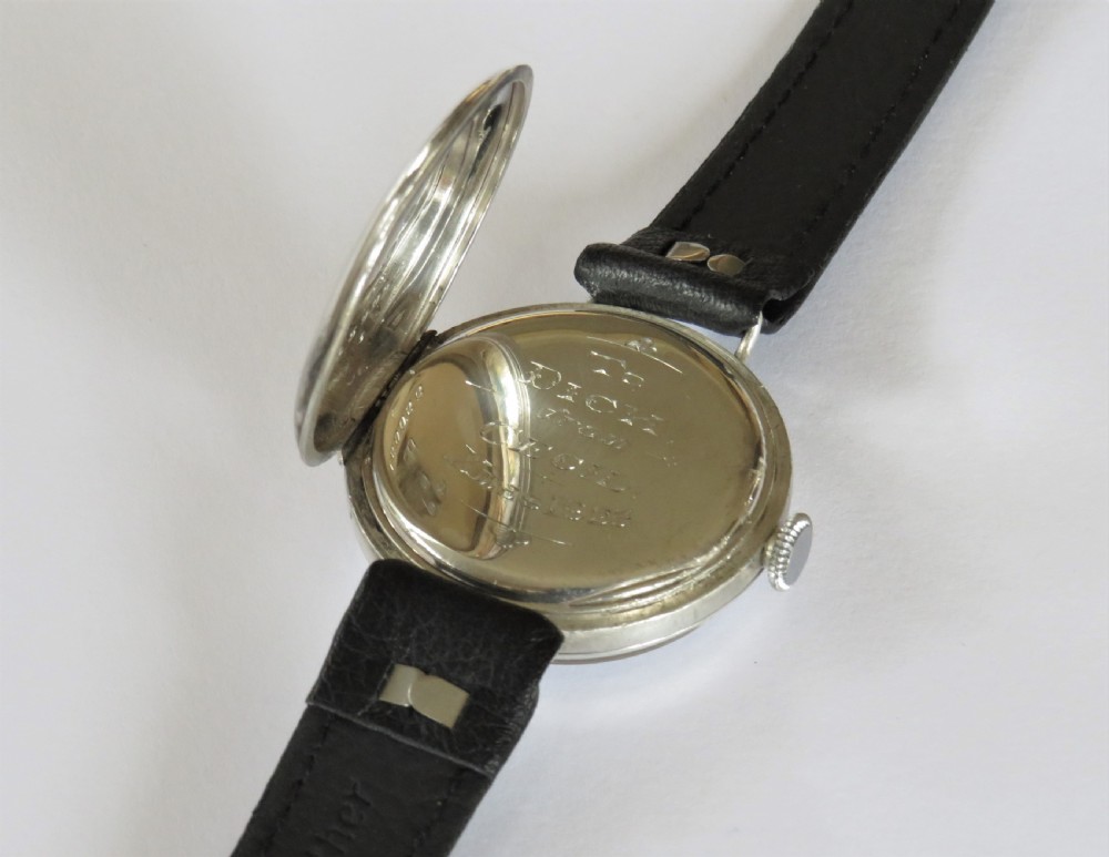 Gents antique silver wrist watch, Christmas 1923 View III