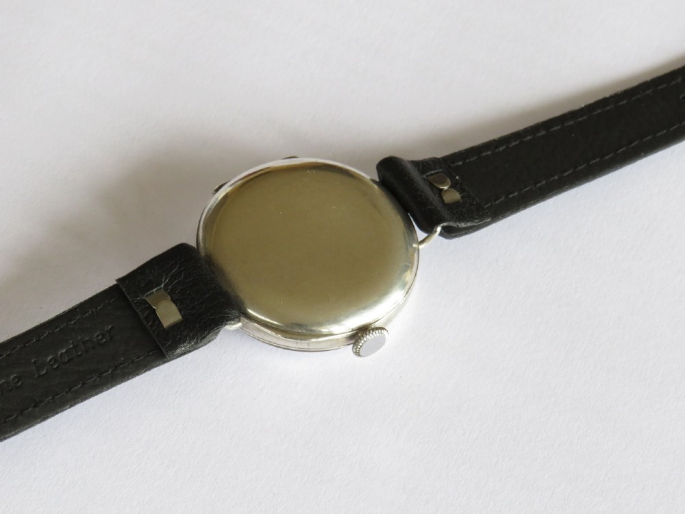 Gents antique silver wrist watch, Christmas 1923 View V