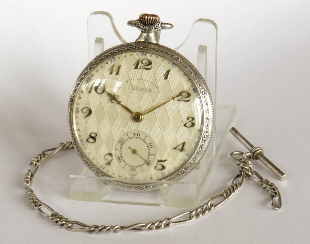 1930s silver Orator pocket watch and chain