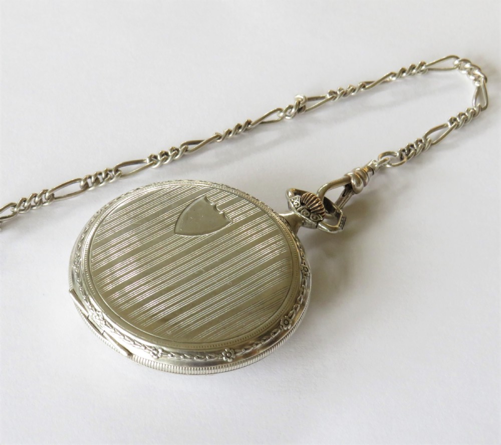 1930s silver Orator pocket watch and chain View III