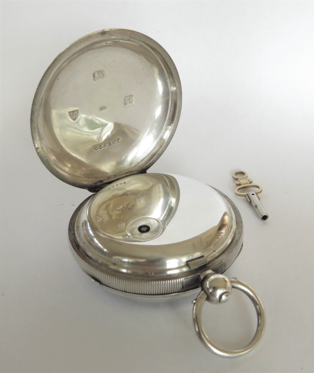 Large antique silver Lancashire Watch Co pocket watch View IV