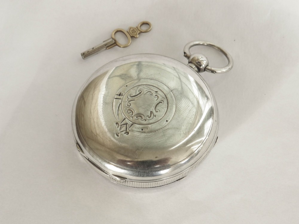 Large antique silver Lancashire Watch Co pocket watch View V