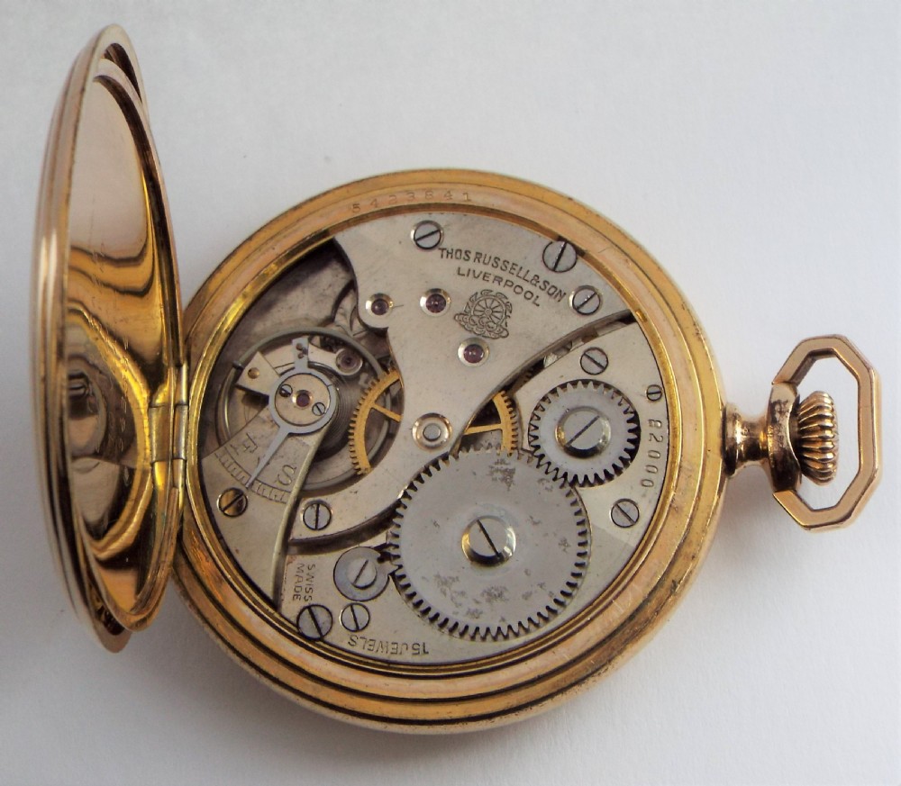 A 1930s Thomas Russell full hunter pocket watch. View V