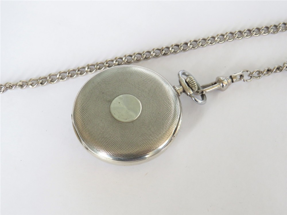 Antique Juvenia silver pocket watch and chain View V