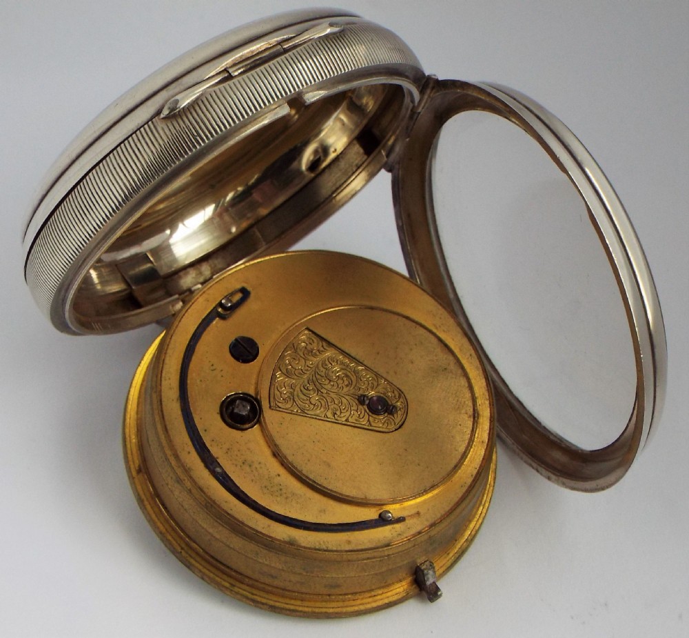 Antique silver Improved Patent fusee pocket watch, 1891 View IV