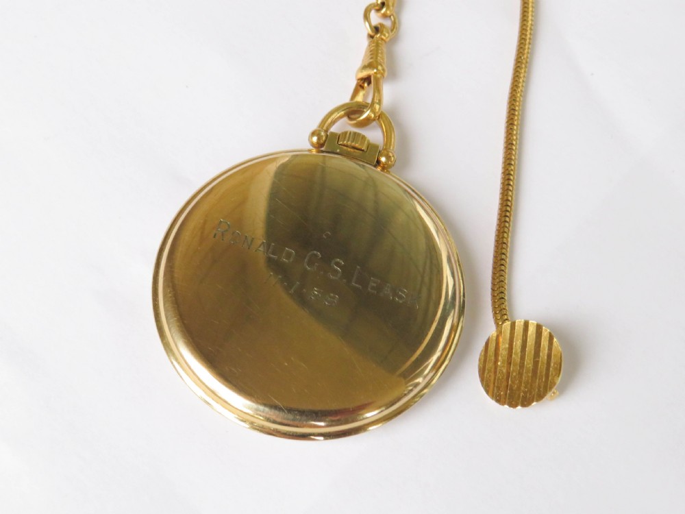 1950s Cyma pocket watch and chain, beautiful condition View II