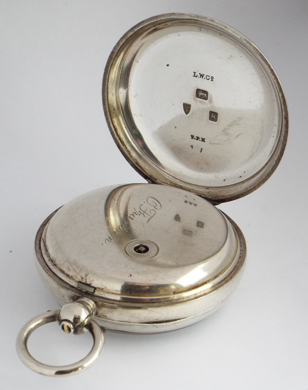 Antique silver Lancashire Watch Company pocket watch. View III