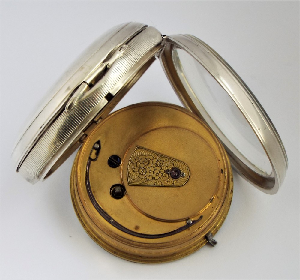 1889 silver fusee pocket watch, Burnett Durham. View IV
