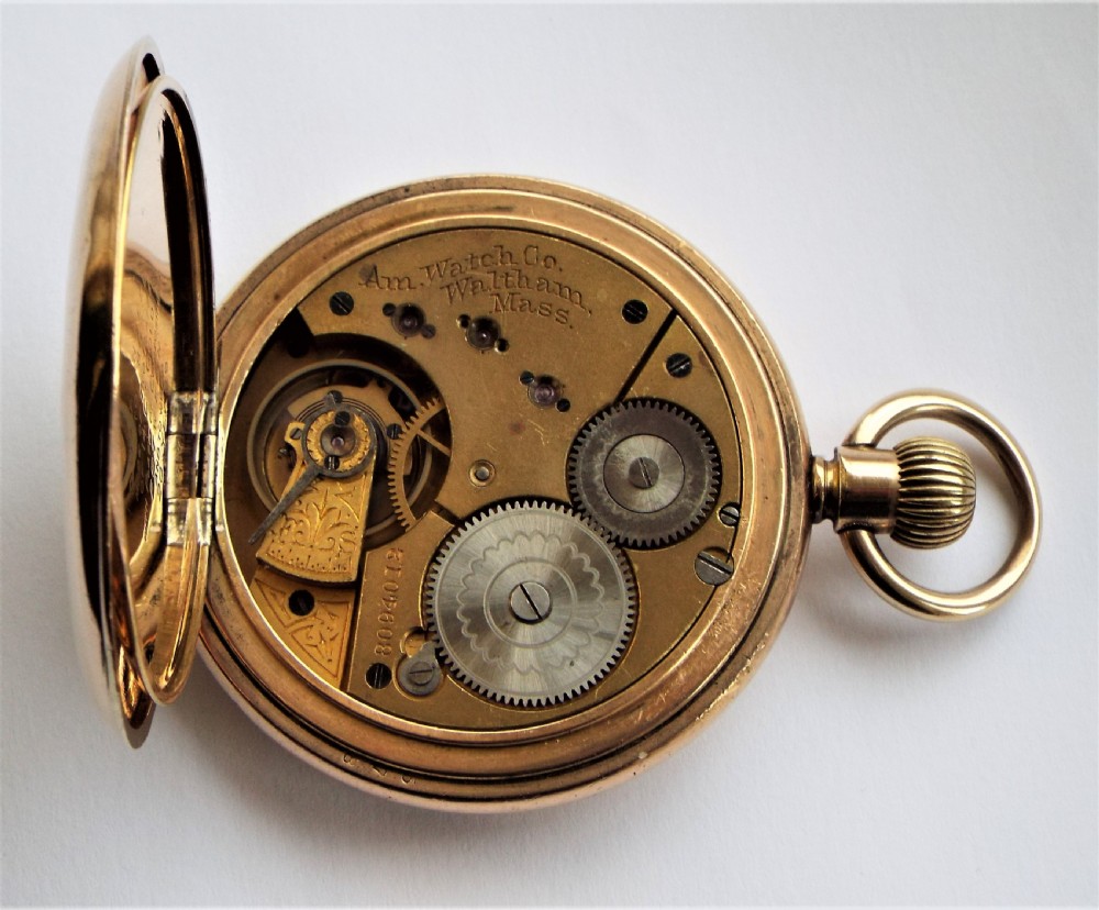 Antique 1896 Waltham full hunter pocket watch. View V