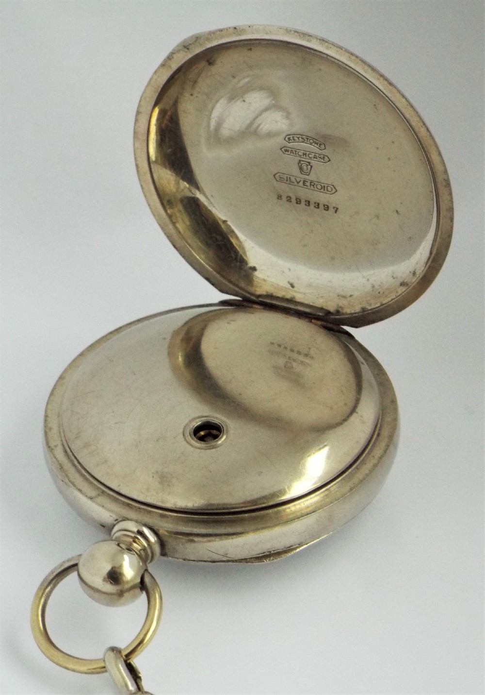 Large antique 1885 Elgin pocket watch & chain. View III