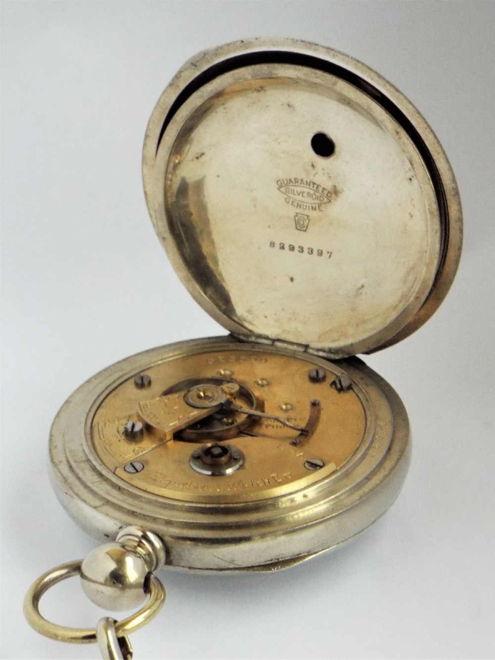 Large antique 1885 Elgin pocket watch & chain. View IV