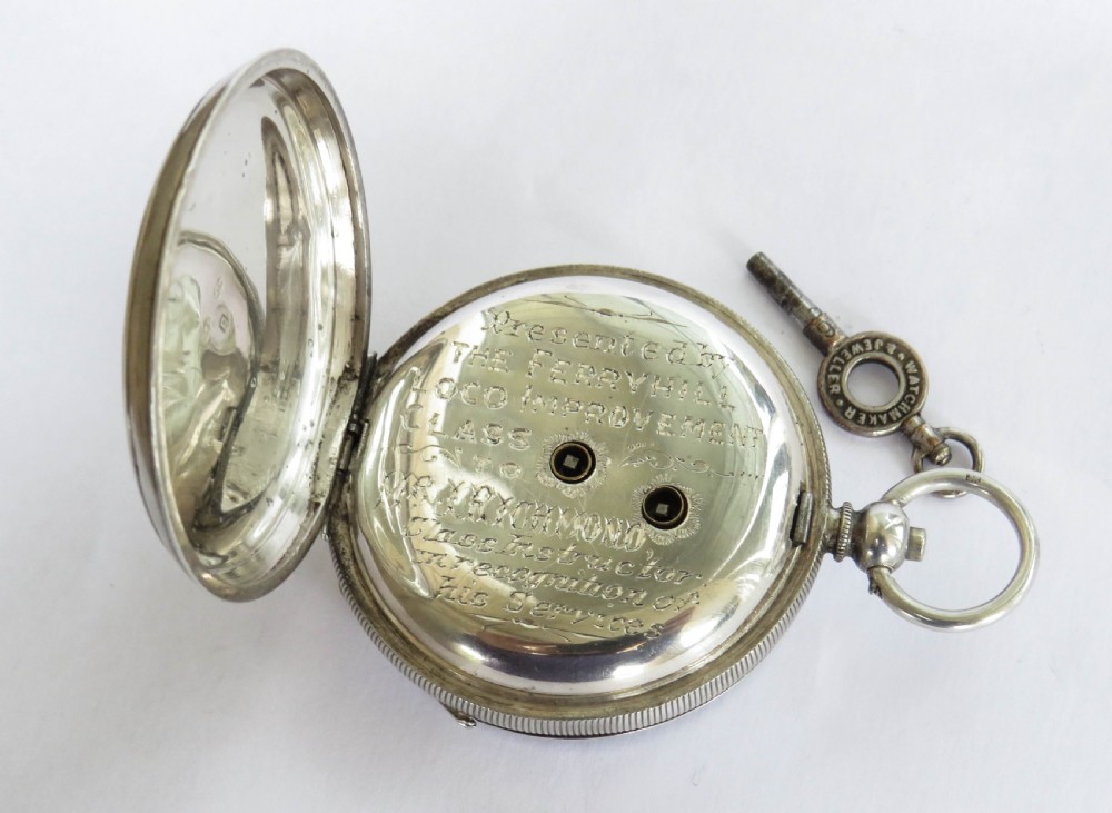 Antique silver pocket watch, Ferryhill Locomotive View II