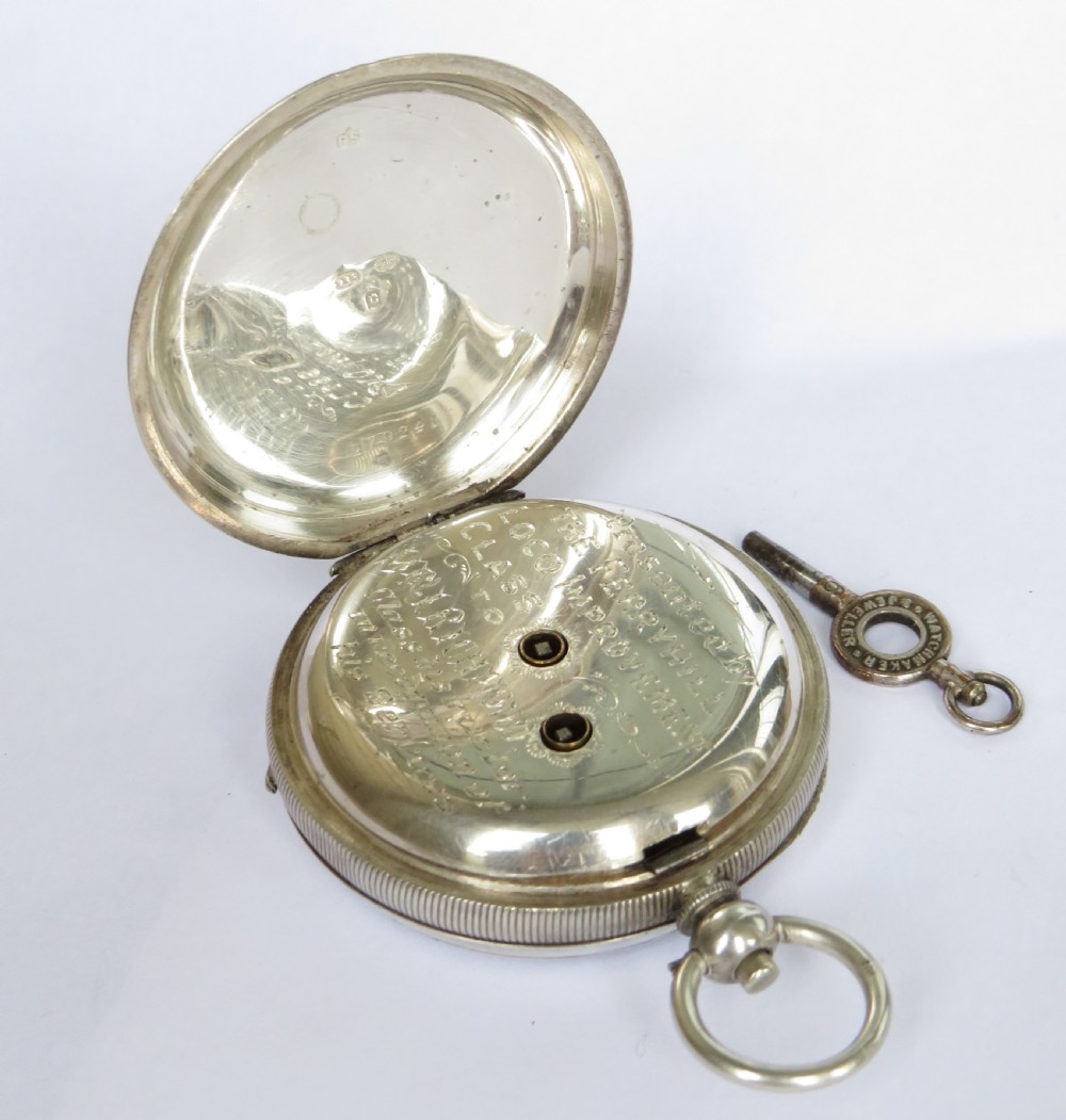 Antique silver pocket watch, Ferryhill Locomotive View III